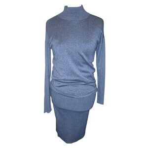 Ann Taylor Gray Old Money, Viscose Wool blended Turtle Neck Sweater Dress Med